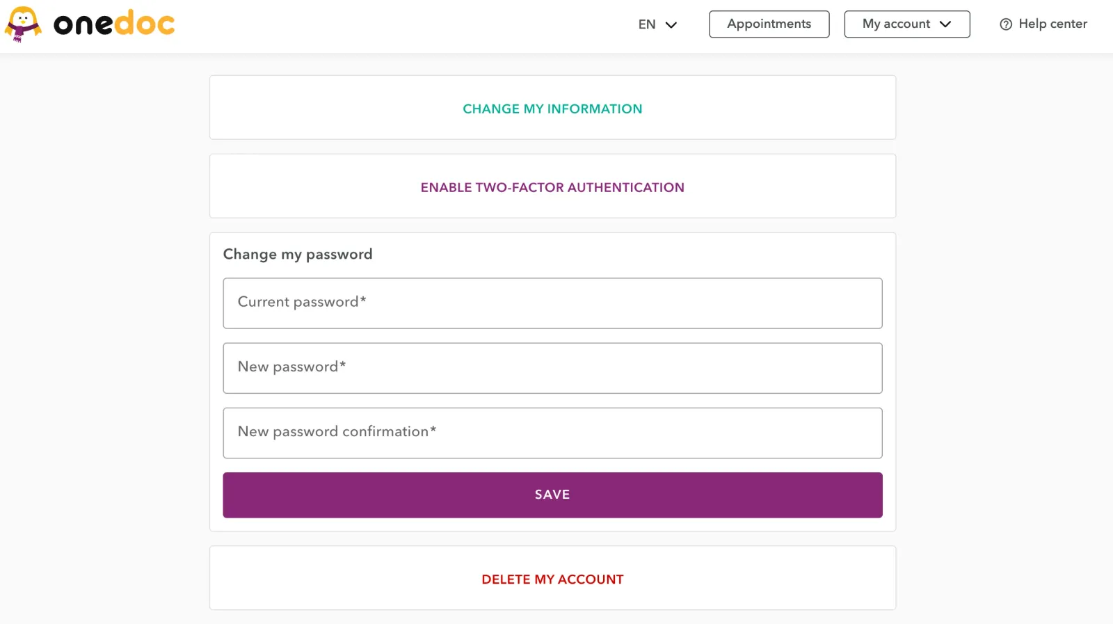 save changed password EN