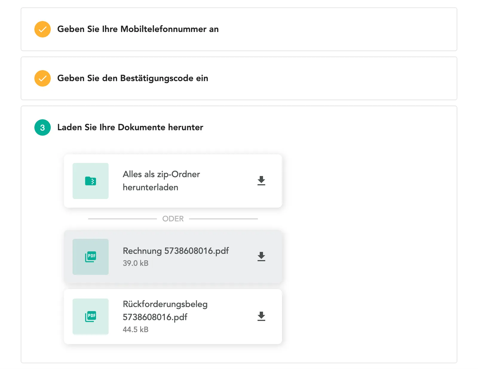 invoice overview DE
