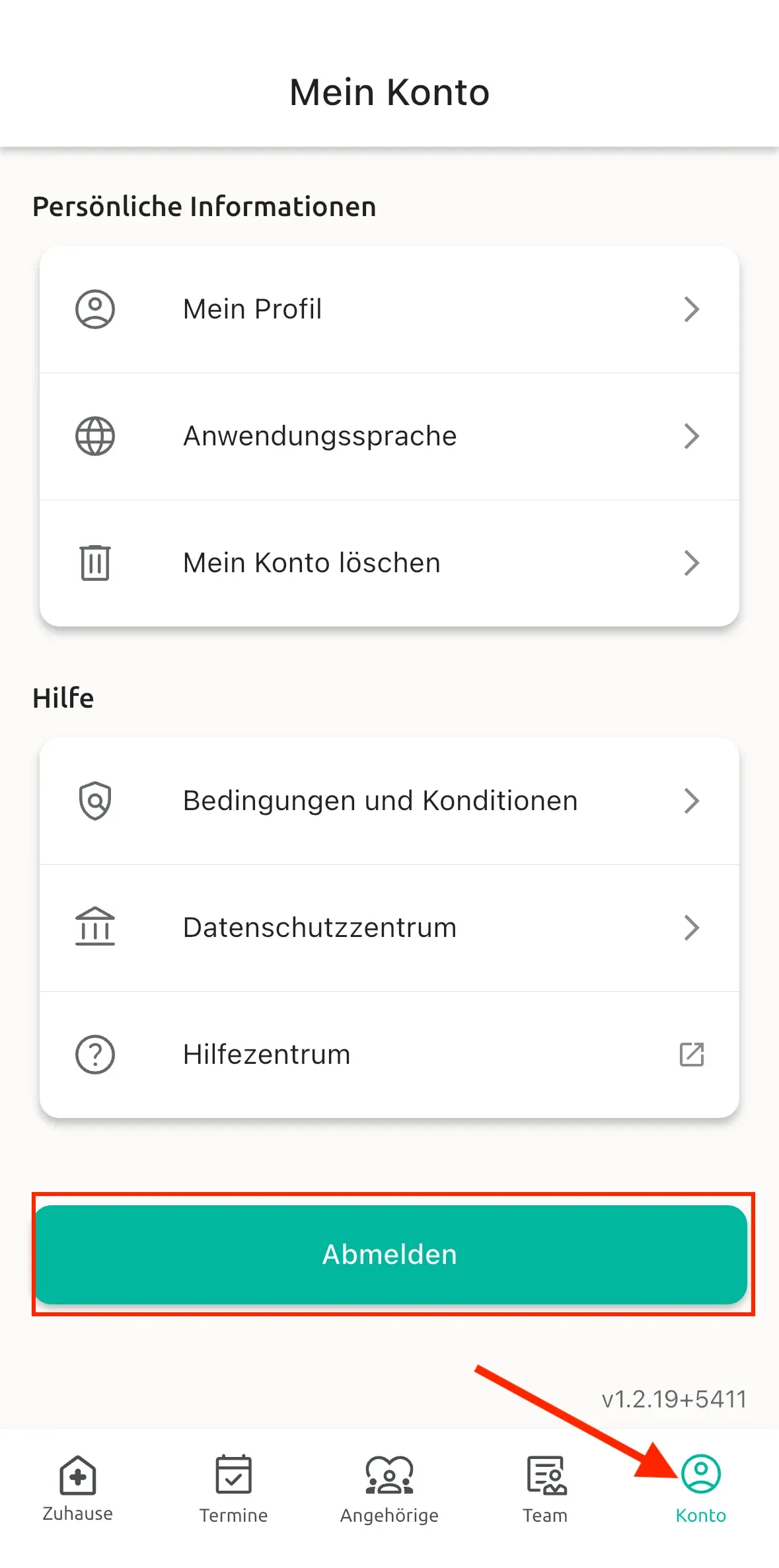 sign out app DE